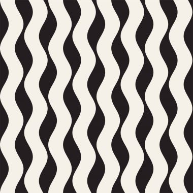 Dalgalı çizgiler desen vektör sorunsuz siyah ve beyaz el çekilmiş