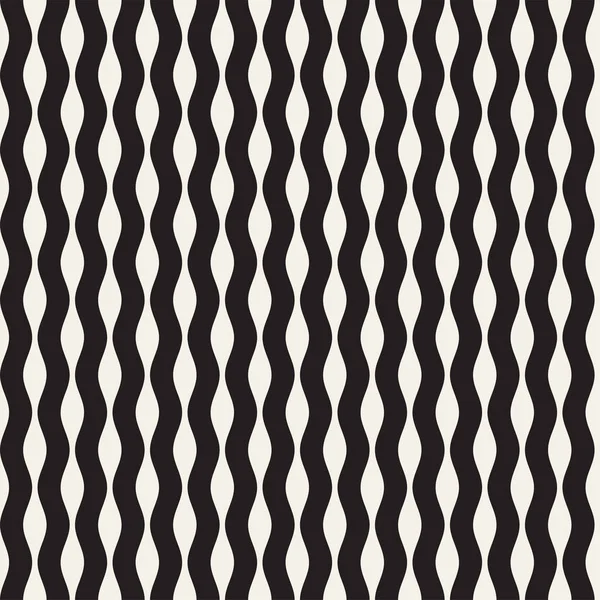 Vector Seamless Black and White Hand Drawn Wavy Lines Pattern — Stock Vector