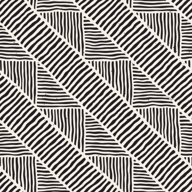 Kesintisiz geometrik çizgiler desen siyah ve beyaz. Adstract el çekilmiş retro doku.