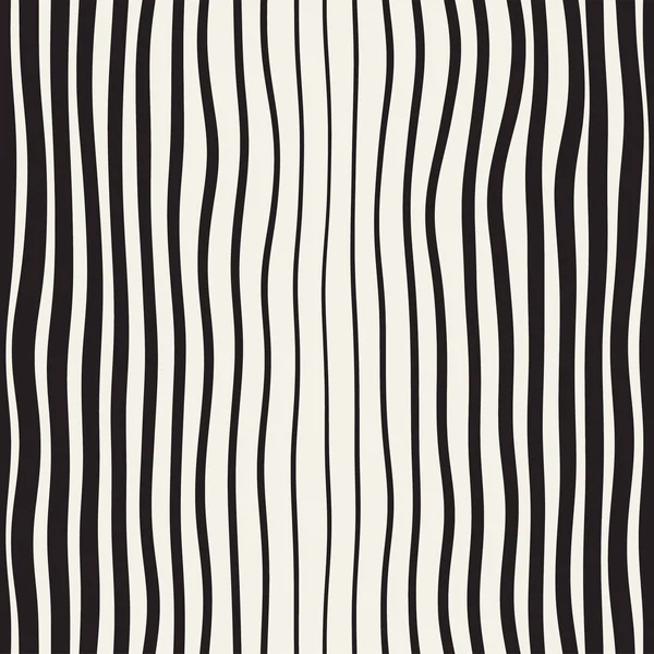 Vector Seamless Black And White Hand Drawn Diagonal Wavy Lines Pattern. Abstraktes freihändiges Hintergrunddesign — Stockvektor