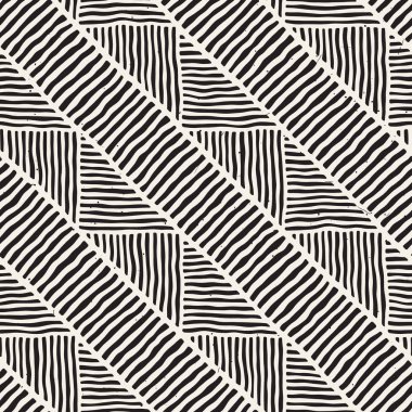 Kesintisiz geometrik çizgiler desen siyah ve beyaz. Adstract el çekilmiş retro doku.