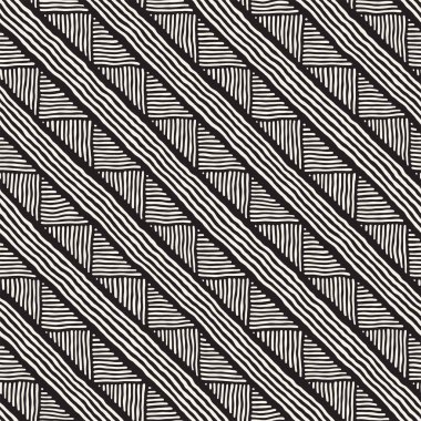 Kesintisiz geometrik çizgiler desen siyah ve beyaz. Adstract el çekilmiş retro doku.