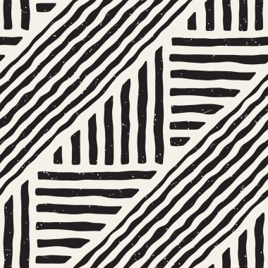 Kesintisiz geometrik çizgiler desen siyah ve beyaz. Adstract el çekilmiş retro doku.