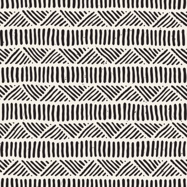 Kesintisiz geometrik çizgiler desen siyah ve beyaz. Adstract el çekilmiş retro doku.