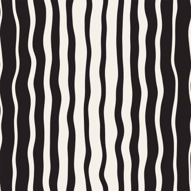 Vektörsüz Siyah ve Beyaz El Çapraz Dalgalı Çizgiler Deseni. Özet Freehand Arkaplan Tasarımı