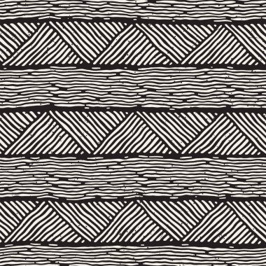 Kesintisiz geometrik çizgiler desen siyah ve beyaz. Adstract el çekilmiş retro doku.