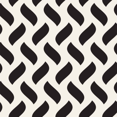 Dalgalı çizgiler desen vektör sorunsuz siyah ve beyaz el çekilmiş