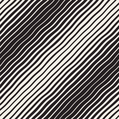 Vektörsüz Siyah ve Beyaz El Çapraz Dalgalı Çizgiler Deseni. Özet Freehand Arkaplan Tasarımı