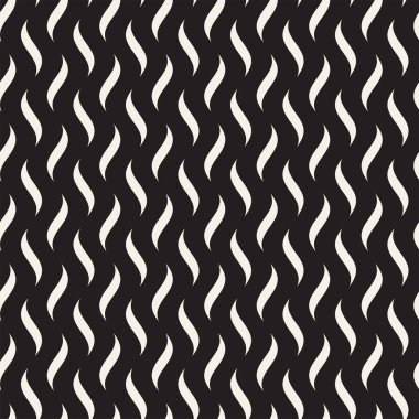 Desen vektör sorunsuz siyah ve beyaz dalgalı çizgiler. Geometrik arka plan