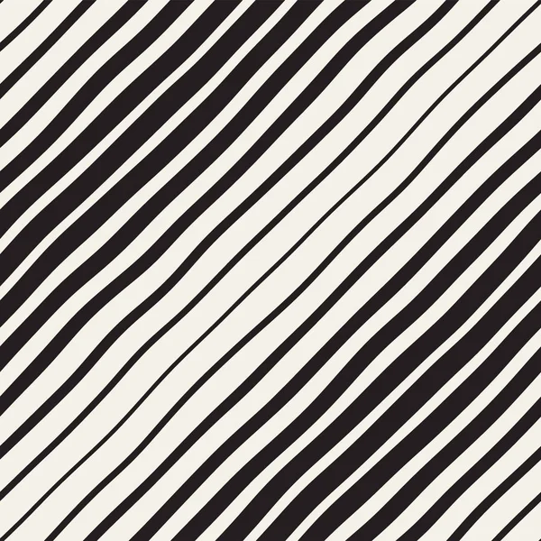 Vector Seamless Black and White Hand Drawn Diagonal Wavy Lines Pattern. Абстрактный фоновый дизайн — стоковый вектор