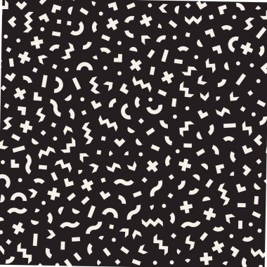 Dikişsiz soyut geometrik desen retro memphis tarzı. Scatteres şekiller arka plan vektör.