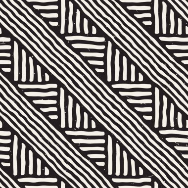 Kesintisiz geometrik çizgiler desen siyah ve beyaz. Adstract el çekilmiş retro doku.