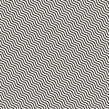 Dalgalı çizgiler desen vektör sorunsuz siyah ve beyaz el çekilmiş