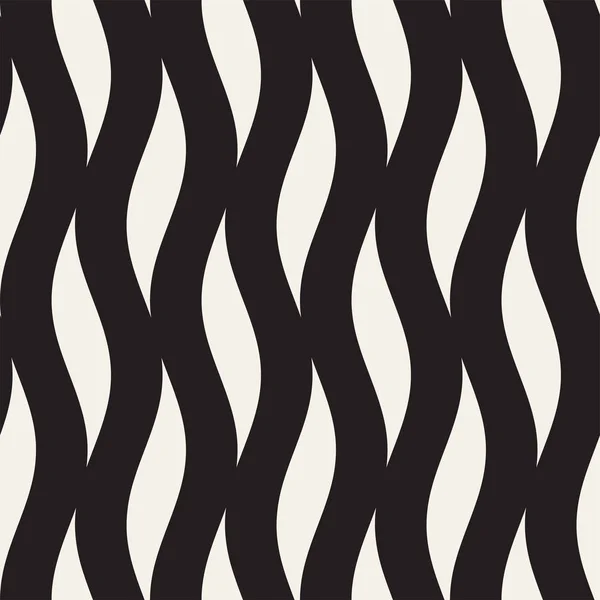 Vektor varrat nélküli fekete-fehér kézzel rajzolt minta hullámos vonalak — Stock Vector
