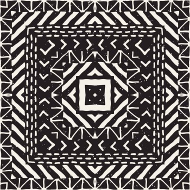 Dikişsiz desen etnik ve kabile. Elle çizilmiş süs şeritler. Siyah ve beyaz, tekstil baskı. Vektör arka plan.