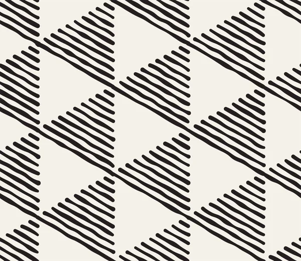 Handgezeichnete schwarz-weiße Tuschestreifenmuster. Vektor Grunge Gitterstruktur. Monochrom Pinselstriche Linien Hintergrund — Stockvektor