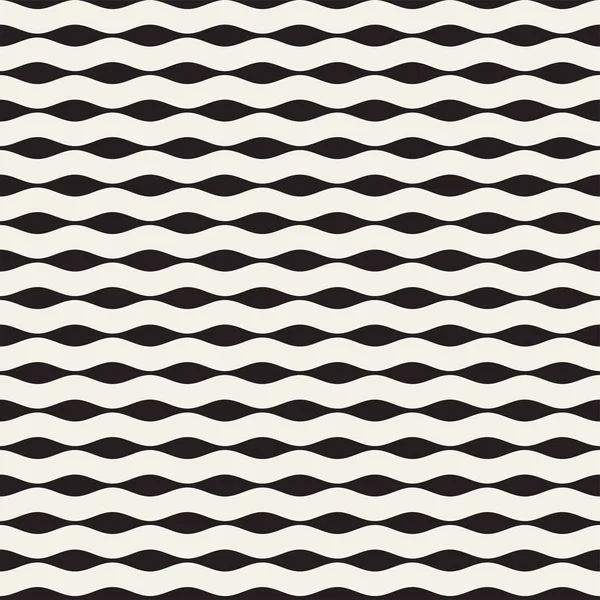 Vektor nahtlose schwarz-weiße handgezeichnete Wellenlinien Muster — Stockvektor