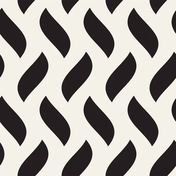 Vektor nahtlose schwarz-weiße handgezeichnete Wellenlinien Muster — Stockvektor