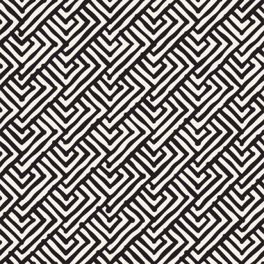 Sorunsuz soyut çizilmiş desen ver. Vektör Serbest çizgiler arka plan doku. Mürekkep fırça darbeleri geometrik tasarım.