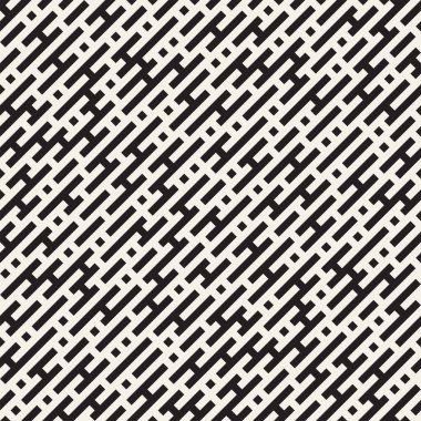Vektör sorunsuz siyah beyaz çizgiler desen labirent. Soyut geometrik çizgili tasarım arka plan