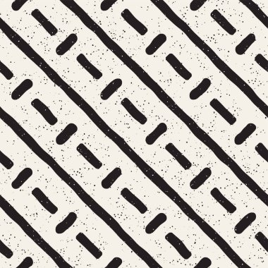 Elle çizilmiş stil etnik seamless modeli. Siyah ve beyaz soyut grungy geometrik arka plan.