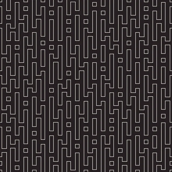 Patrón de laberinto de líneas blancas y negras sin costura vectorial. Diseño abstracto de fondo de rayas geométricas — Vector de stock