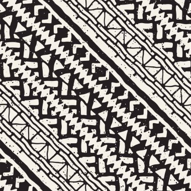 Dikişsiz desen etnik ve kabile. Elle çizilmiş süs şeritler. Siyah ve beyaz, tekstil baskı. Vektör arka plan.