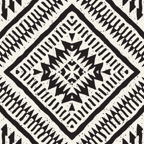 Naadloze etnische en tribal patroon. Hand getrokken sier strepen. Zwart-wit afdrukken voor uw textiel. Vector achtergrond. — Stockvector