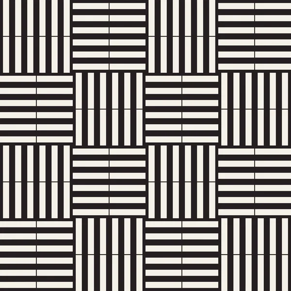 新潮斜纹编织格子。抽象的几何背景设计。矢量无缝黑白图案. — 图库矢量图片