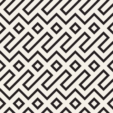 Şık çizgiler kafes. Etnik tek renkli doku. Geometrik arka plan tasarlamak. Vektör seamless modeli.