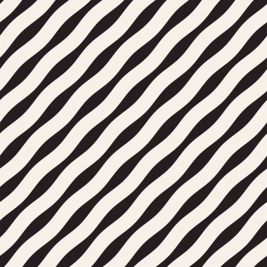 Desen vektör sorunsuz siyah ve beyaz dalgalı çizgiler. Geometrik arka plan