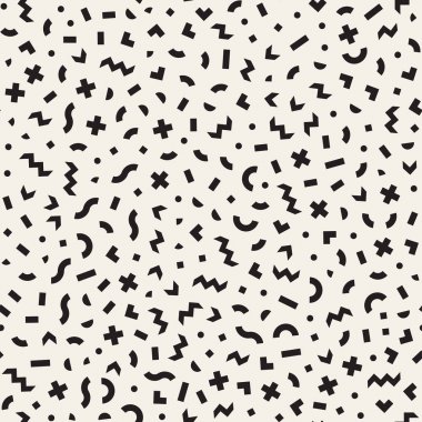 Dikişsiz soyut geometrik desen retro memphis tarzı. Scatteres şekiller arka plan vektör.