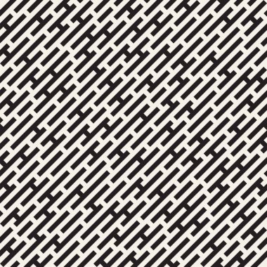 Vektör sorunsuz siyah beyaz çizgiler desen labirent. Soyut geometrik çizgili tasarım arka plan