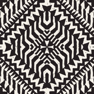 Dikişsiz desen etnik ve kabile. Elle çizilmiş süs şeritler. Siyah ve beyaz, tekstil baskı. Vektör arka plan.