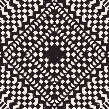 Dikişsiz desen etnik ve kabile. Elle çizilmiş süs şeritler. Siyah ve beyaz, tekstil baskı. Vektör arka plan.