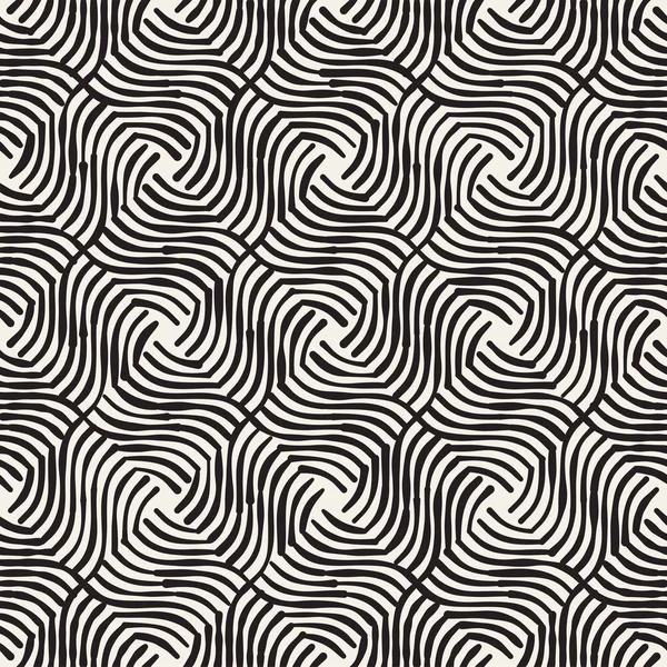 Hand getekende gestreepte naadloze patroon met penseelstreken tegels. Abstracte freehand bitmappatroon voor afdrukken — Stockvector