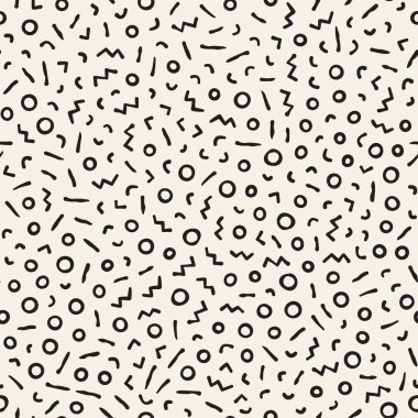 Dikişsiz soyut geometrik desen retro memphis tarzı. Scatteres şekiller arka plan vektör.