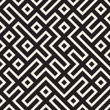 Şık çizgiler kafes. Etnik tek renkli doku. Geometrik arka plan tasarlamak. Vektör seamless modeli.