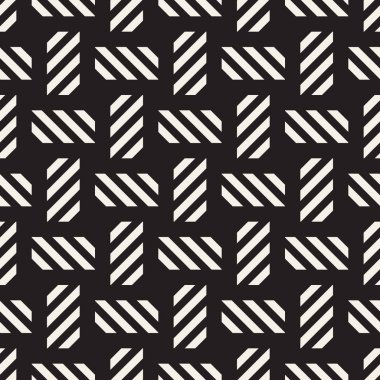 Trendy dimi örgü kafes. Geometrik arka plan tasarlamak. Vektör sorunsuz siyah-beyaz desen.