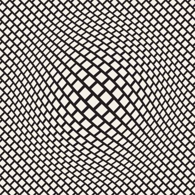 Yarı ton davul gibi şişmiş etkisi optik yanılsama. Geometrik arka plan tasarlamak. Vektör Dikişsiz siyah-beyaz desen.