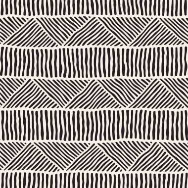 Kesintisiz geometrik doodle satırları desen siyah ve beyaz. Adstract el çekilmiş retro doku.