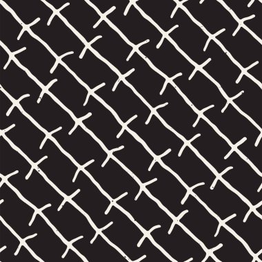 Elle çizilmiş stil seamless modeli. Soyut geometrik döşeme arka plan siyah ve beyaz. Vektör doodle hat kafes