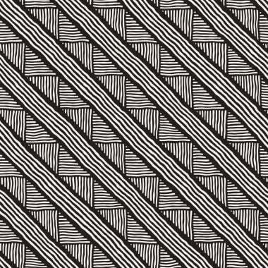 Kesintisiz geometrik doodle satırları desen siyah ve beyaz. Adstract el çekilmiş retro doku.