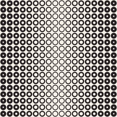 Yarı ton daireler vektör seamless modeli. Soyut geometrik doku yüzüklerin boyutu geçiş ile. Degrade geçiş etkisi arka plan,
