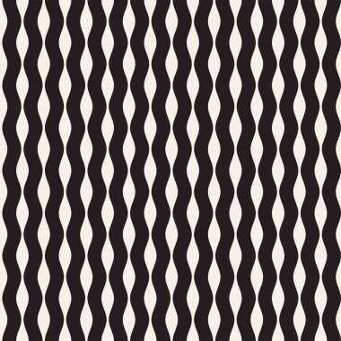 Dalgalı çizgiler desen vektör sorunsuz siyah ve beyaz el çekilmiş