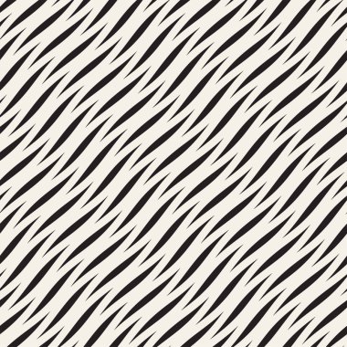 Desen vektör sorunsuz siyah ve beyaz dalgalı çizgiler. Geometrik arka plan