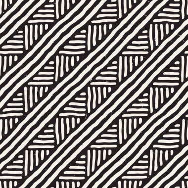 Elle çizilmiş stil etnik seamless modeli. Soyut geometrik çizgiler arka plan siyah ve beyaz.