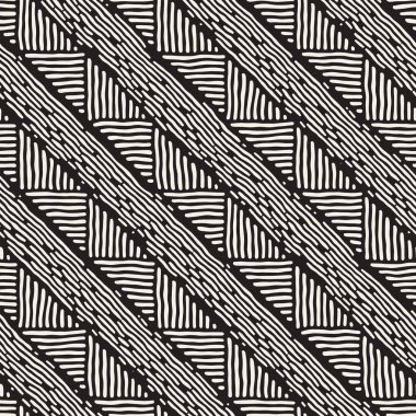 Elle çizilmiş stil etnik seamless modeli. Soyut geometrik çizgiler arka plan siyah ve beyaz.