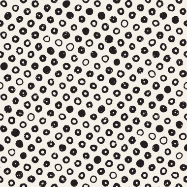 El çekilmiş siyah beyaz mürekkep soyut seamless modeli. Vektör şık grunge doku. Tek renkli şekiller boya fırça satırları dağınık