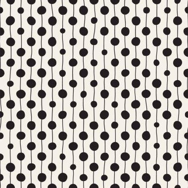 El çekilmiş siyah beyaz mürekkep soyut seamless modeli. Vektör şık grunge doku. Tek renkli şekiller boya fırça satırları dağınık